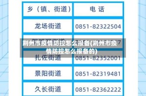荆州市疫情防控怎么报备(荆州市疫情防控怎么报备的)